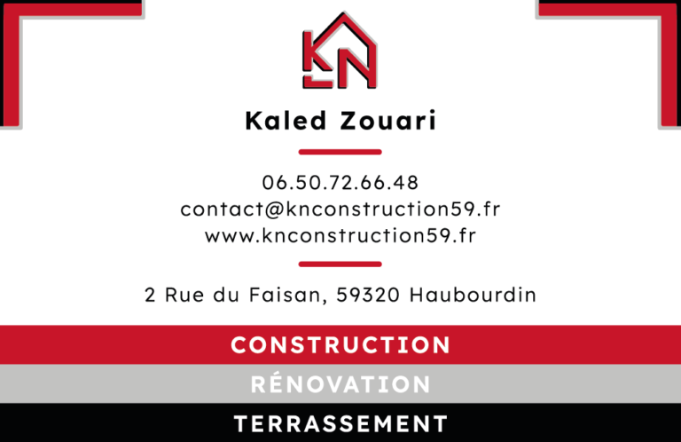 Carte de visite recto-verso KN Construction, déclinaison print de l'identité