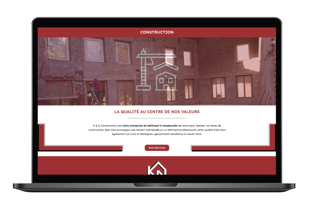 Maquette du site internet de KN Construction, entreprise du bâtiment dans le Nord
